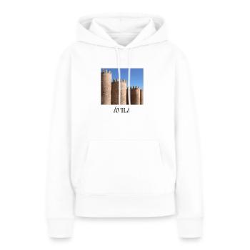 Mur d’Avila - Sweat à capuche Premium bio Femme - blanc - Devant - Julia (174cm)