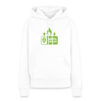 Veganer Stil mit Herz: Einzigartiges Design - Frauen Premium Bio Hoodie - Weiß - Vorne - Julia (174cm)