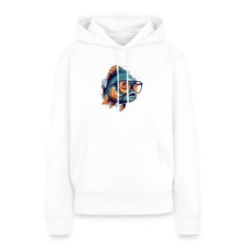 Blop le poisson à lunettes - Sweat à capuche Premium bio Femme - blanc - Devant - Julia (174cm)
