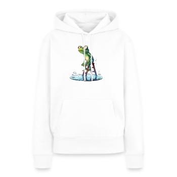 Météorologue assis sur l’échelle - Sweat à capuche Premium bio Femme - blanc - Devant - Julia (174cm)