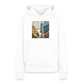 Création humaine - Sweat à capuche Premium bio Femme - blanc - Devant - Julia (174cm)