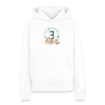 3. Jahrestag - Tiere zum dritten Jahrestag - Frauen Premium Bio Hoodie - Weiß - Vorne - Julia (174cm)