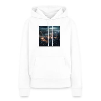 New York city en feu - Sweat à capuche Premium bio Femme - blanc - Devant - Julia (174cm)