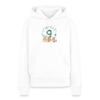 9. Jubiläum - Tiere zum neunten Jubiläum - Frauen Premium Bio Hoodie - Weiß - Vorne - Julia (174cm)