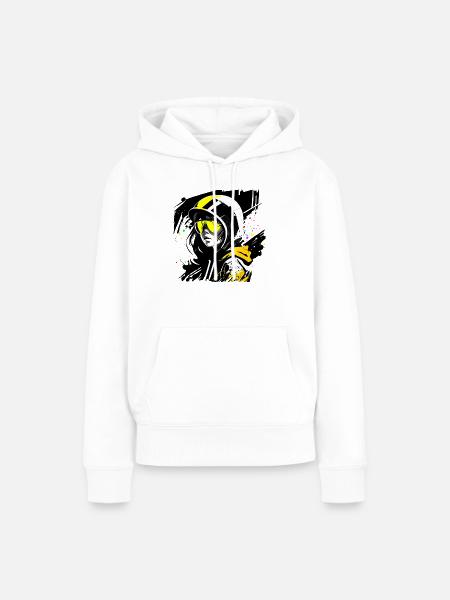 Mädchen mit Kapuze und Sonnenbrille - Frauen Premium Bio Hoodie - Weiß