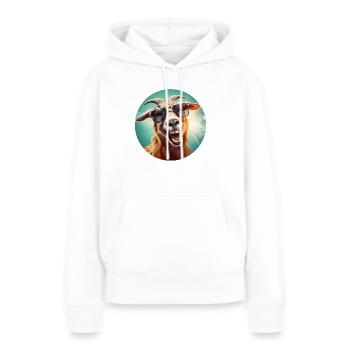 Ziege mit sehr viel Lebensfreude - Frauen Premium Bio Hoodie - Weiß - Vorne - Julia (174cm)