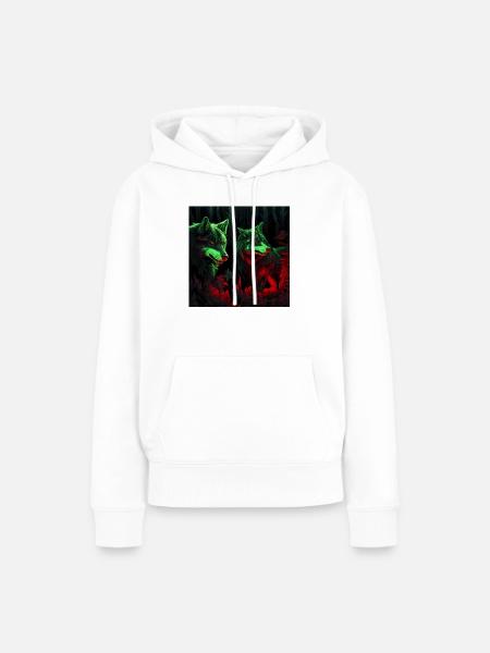 Wölfe im Neon-Stil - Frauen Premium Bio Hoodie - Weiß