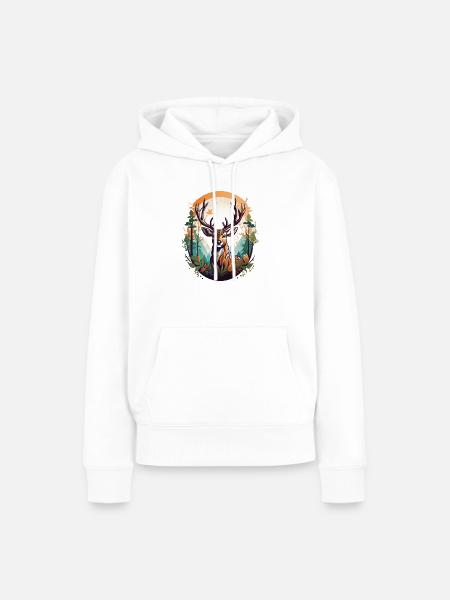 Hirsch - Frauen Premium Bio Hoodie - Weiß