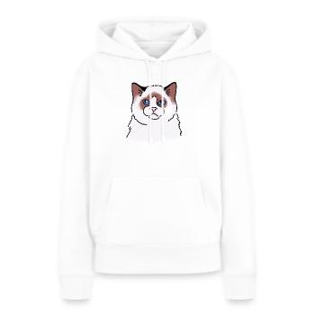 Poupée de chiffon Visage de chat malheureux - Sweat à capuche Premium bio Femme - blanc - Devant - Julia (174cm)