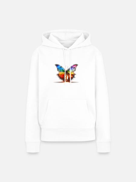 Schmetterlings-Fusion - Frauen Premium Bio Hoodie - Weiß