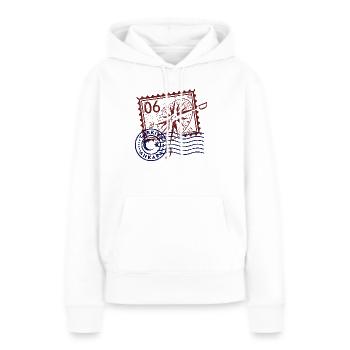 Ankara - Sweat à capuche Premium bio Femme - blanc - Devant - Julia (174cm)