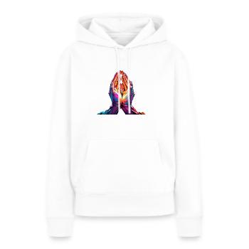 Pray to Heaven - Frauen Premium Bio Hoodie - Weiß - Vorne - Julia (174cm)