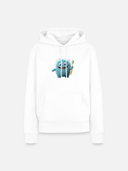 niedliche kleine flauschige Monster Zahnbürste Zähne putzen - Frauen Premium Bio Hoodie - Weiß