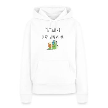 Lentement Mais sûrement - Escargot - Sweat à capuche Premium bio Femme - blanc - Devant - Julia (174cm)