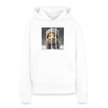 Niedliches Fantasietier mit Kleidung im Schnee - Frauen Premium Bio Hoodie - Weiß - Vorne - Julia (174cm)