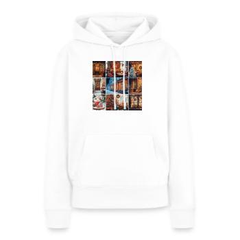 Café d’hiver - Sweat à capuche Premium bio Femme - blanc - Devant - Julia (174cm)