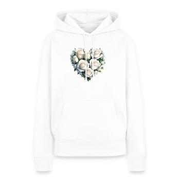 Saint-Valentin Fête des mères Amour Fiançailles Mariage - Sweat à capuche Premium bio Femme - blanc - Devant - Julia (174cm)