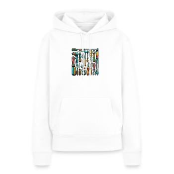 Sammlung verschiedener Werkzeuge - Frauen Premium Bio Hoodie - Weiß - Vorne - Julia (174cm)