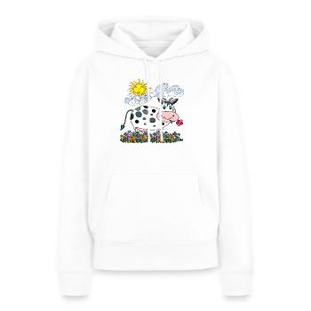 Vache - Sweat à capuche Premium bio Femme - blanc - Devant - Julia (174cm)