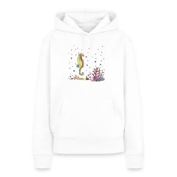 Hippocampe - Sweat à capuche Premium bio Femme - blanc - Devant - Julia (174cm)