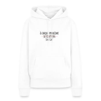 Für jedes Problem gibt es eine Lösung, seinen eigenen Kaffee - Frauen Premium Bio Hoodie - Weiß - Vorne - Julia (174cm)