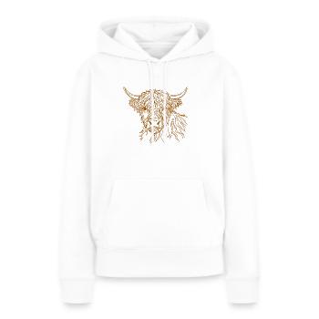 Doodle de vache poilue - Sweat à capuche Premium bio Femme - blanc - Devant - Julia (174cm)