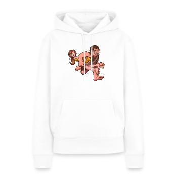 Homme des cavernes Kidnapping Femme des cavernes - Sweat à capuche Premium bio Femme - blanc - Devant - Julia (174cm)
