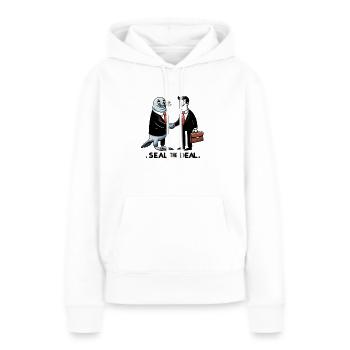 Sceller l’affaire - Sweat à capuche Premium bio Femme - blanc - Devant - Julia (174cm)
