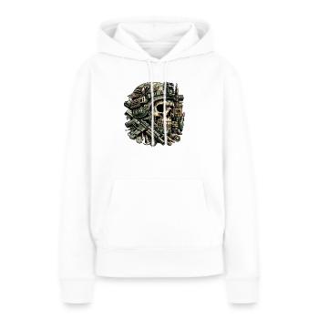 Vigilance de l’aigle : crâne tactique - Sweat à capuche Premium bio Femme - blanc - Devant - Julia (174cm)