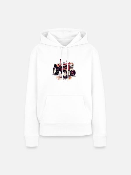 Roter Oldtimer-Traktor - Frauen Premium Bio Hoodie - Weiß