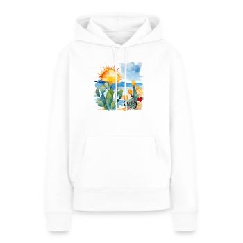 Aquarell Sizilien 1 mit Inschrift und Herz - Frauen Premium Bio Hoodie - Weiß - Vorne - Julia (174cm)