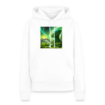 Jenseits der Grenzen - Frauen Premium Bio Hoodie - Weiß - Vorne - Julia (174cm)