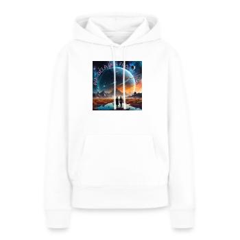 Jenseits der Grenzen - Frauen Premium Bio Hoodie - Weiß - Vorne - Julia (174cm)