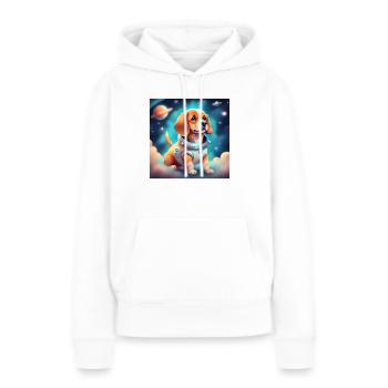 Niedlicher Hund im Weltraum - Frauen Premium Bio Hoodie - Weiß - Vorne - Julia (174cm)