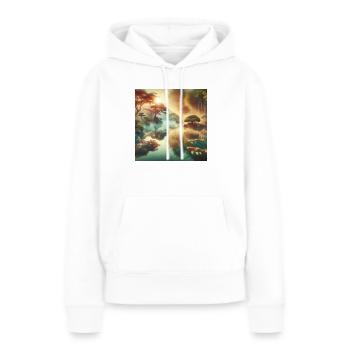 Étang de carpes koï vintage du Japon - Sweat à capuche Premium bio Femme - blanc - Devant - Julia (174cm)