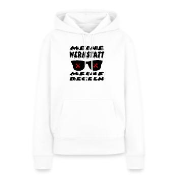 Werkstatt - Frauen Premium Bio Hoodie - Weiß - Vorne - Julia (174cm)