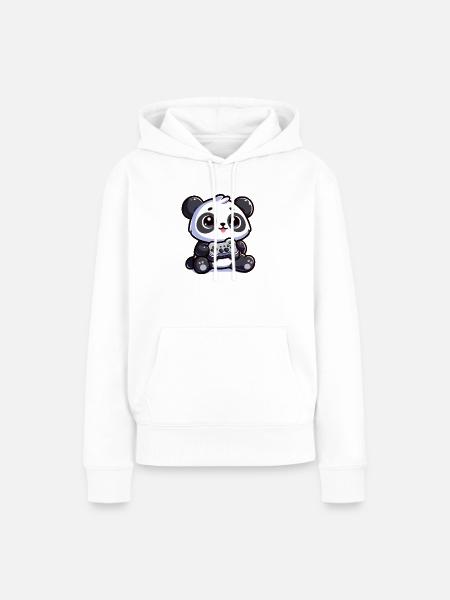 Süßer Panda mit Controller - Frauen Premium Bio Hoodie - Weiß