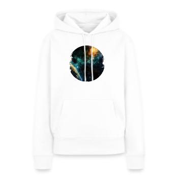 Das Universum ist Faszination und Inspiration - Frauen Premium Bio Hoodie - Weiß - Vorne - Julia (174cm)
