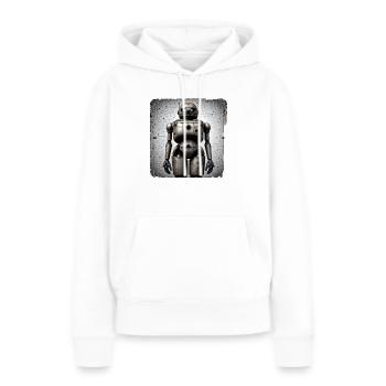 Robot large - Sweat à capuche Premium bio Femme - blanc - Devant - Julia (174cm)
