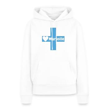 Marseille - Sweat à capuche Premium bio Femme - blanc - Devant - Julia (174cm)