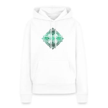 Cercles celtiques, coins, échantillons, symboles gothiques - Sweat à capuche Premium bio Femme - blanc - Devant - Julia (174cm)