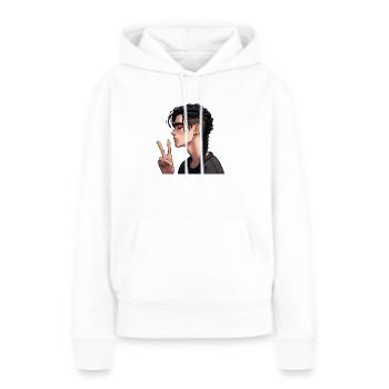 peace boys - Sweat à capuche Premium bio Femme - blanc - Devant - Julia (174cm)