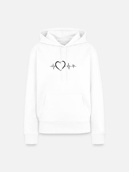Herzschlag - Frauen Premium Bio Hoodie - Weiß