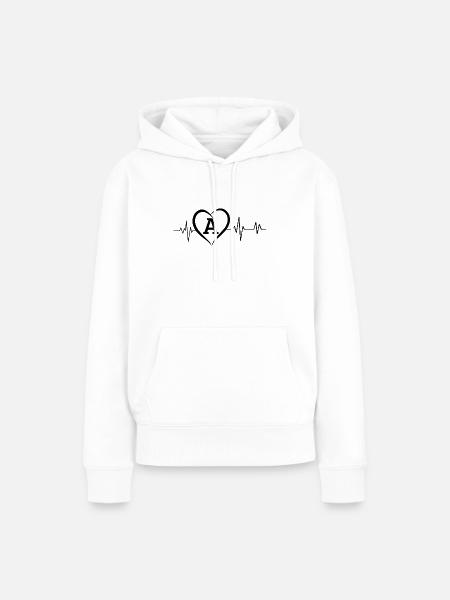 Herzschlag Buchstabe A - Frauen Premium Bio Hoodie - Weiß