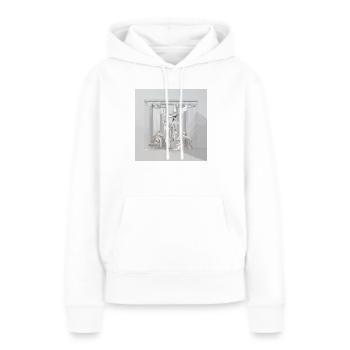 Minimalisme x Mythologie - Sweat à capuche Premium bio Femme - blanc - Devant - Julia (174cm)