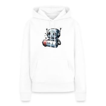 Robo-Traurigkeit Schwache Batterie, niedrige Moral - Frauen Premium Bio Hoodie - Weiß - Vorne - Julia (174cm)
