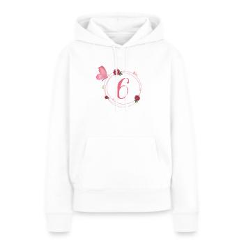 6e anniversaire papillon et fleurs fillettes - Sweat à capuche Premium bio Femme - blanc - Devant - Julia (174cm)