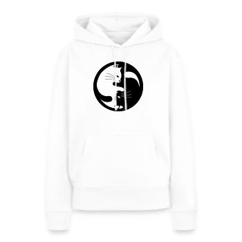 Chats Ying Yang - Sweat à capuche Premium bio Femme - blanc - Devant - Julia (174cm)