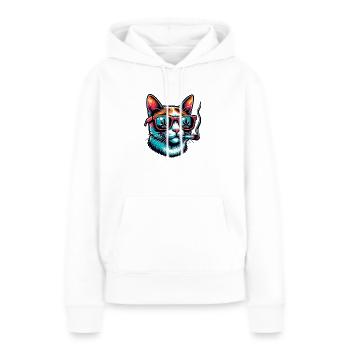 lustige Katze mit Joint - Frauen Premium Bio Hoodie - Weiß - Vorne - Julia (174cm)