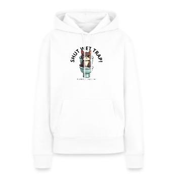 Fermez l’eau tr ap ! Fermez le couvercle et tirez la chasse, hooman - Sweat à capuche Premium bio Femme - blanc - Devant - Julia (174cm)